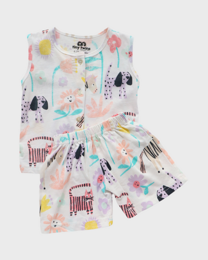 Fur & Flowers Sleeveless Co-ords